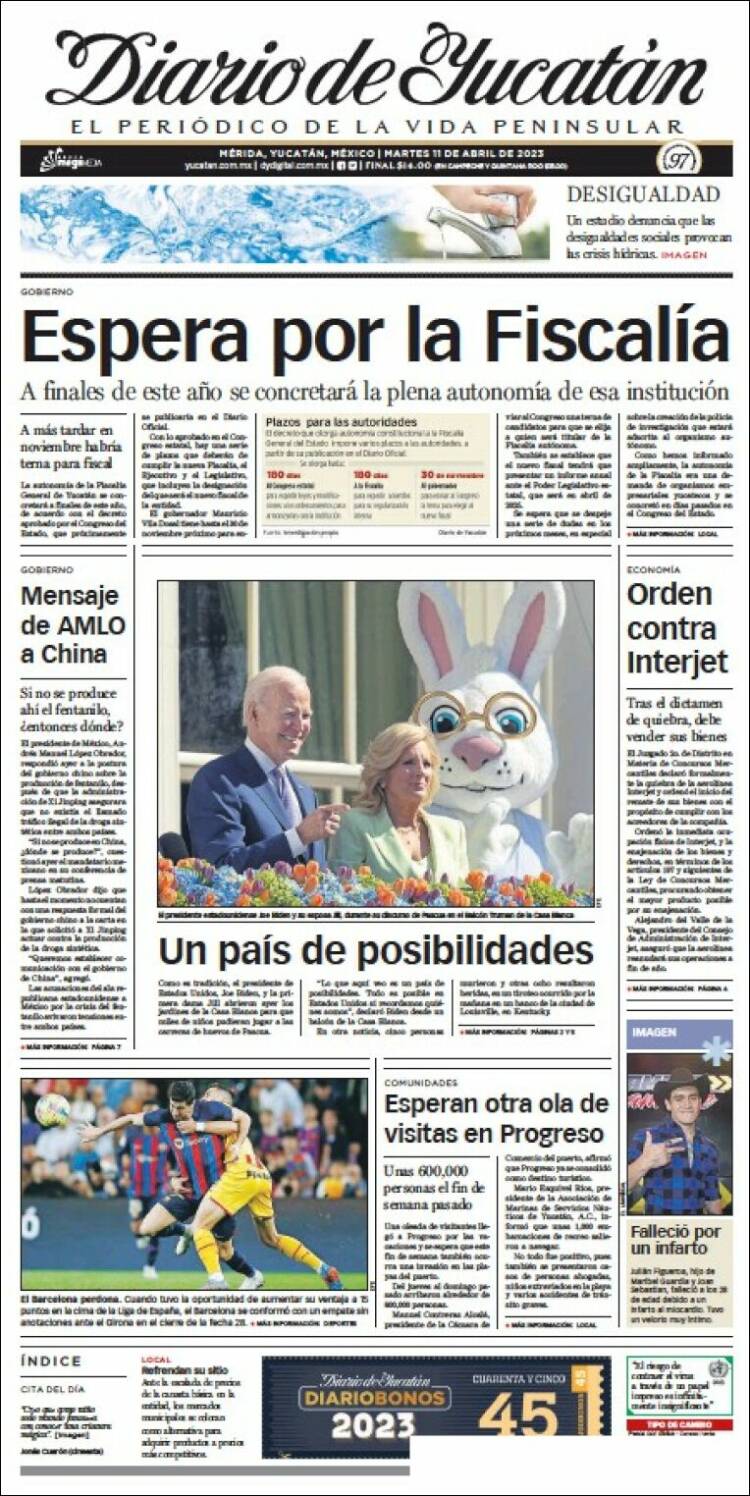 Portada de Diario de Yucatán (México)