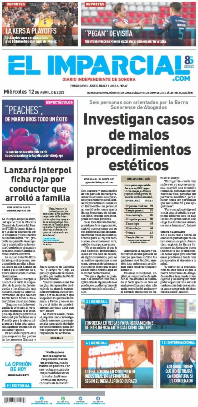 Portada de El Imparcial (México)