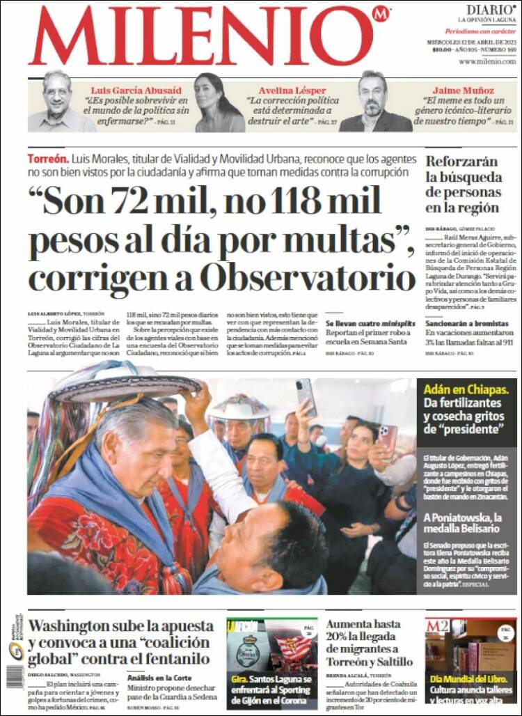 Portada de Milenio - Laguna (México)