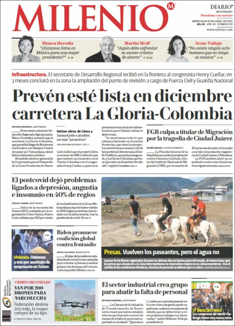 Portada de Milenio de Monterrey (México)