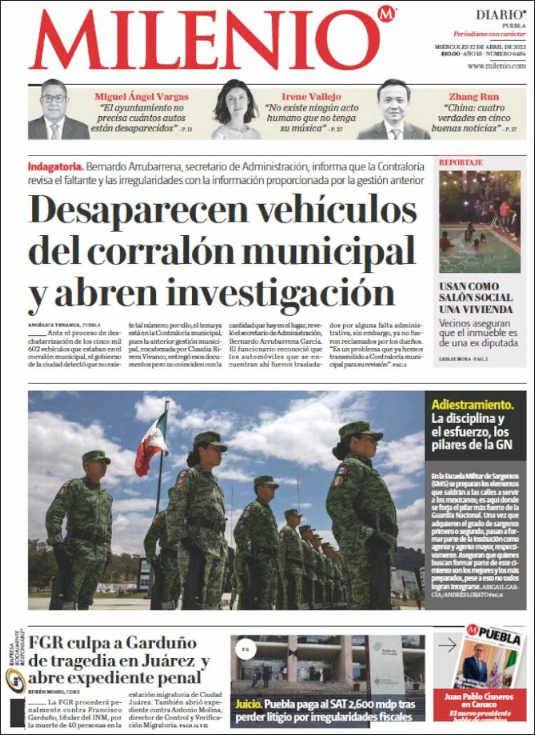 Portada de Milenio de Puebla (México)