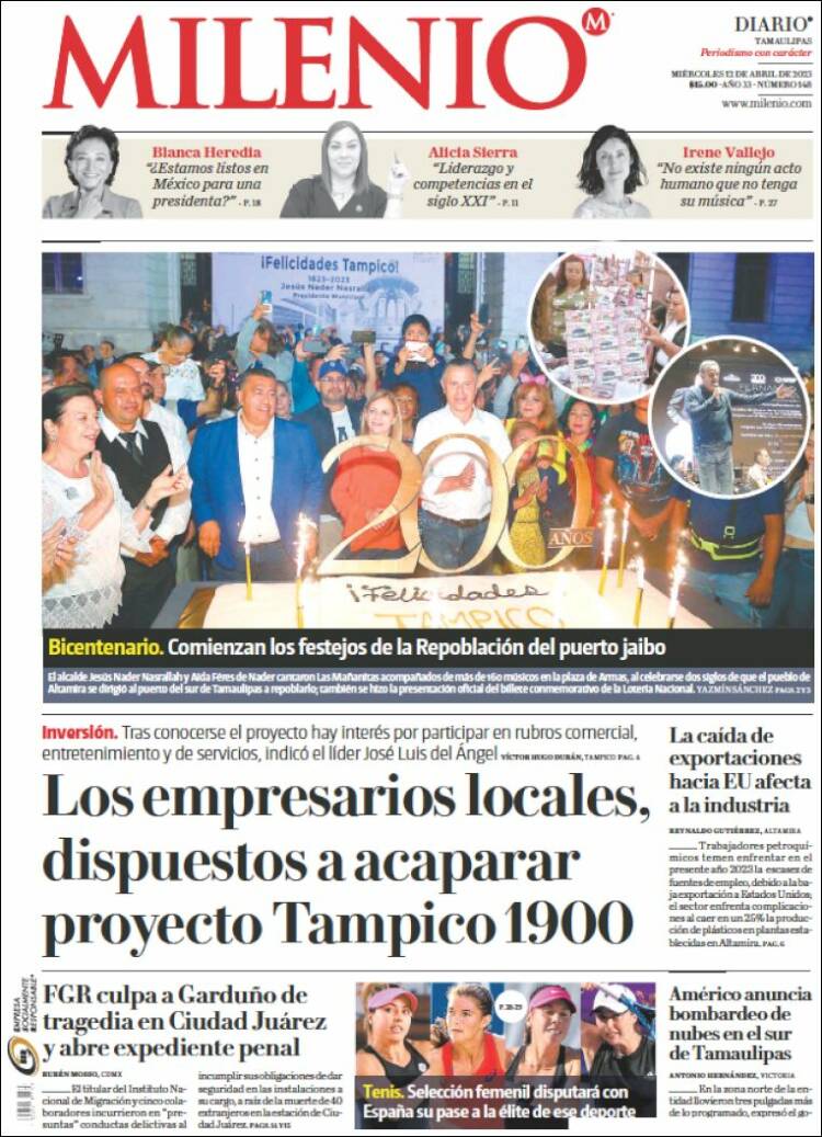 Portada de Milenio - Tamaulipas (México)