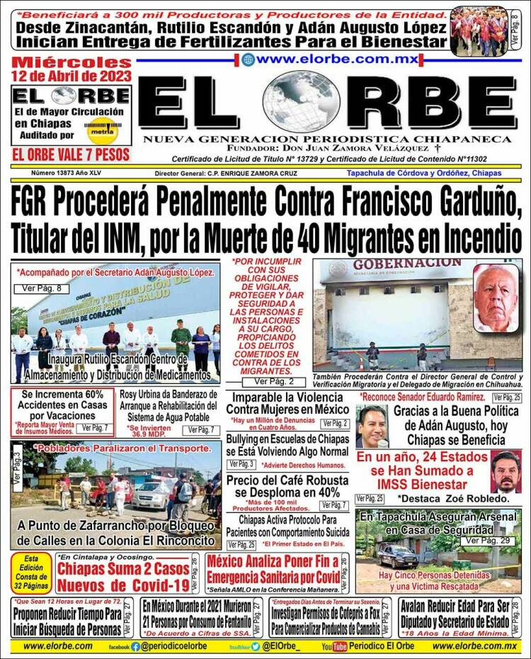 Portada de El Orbe (México)