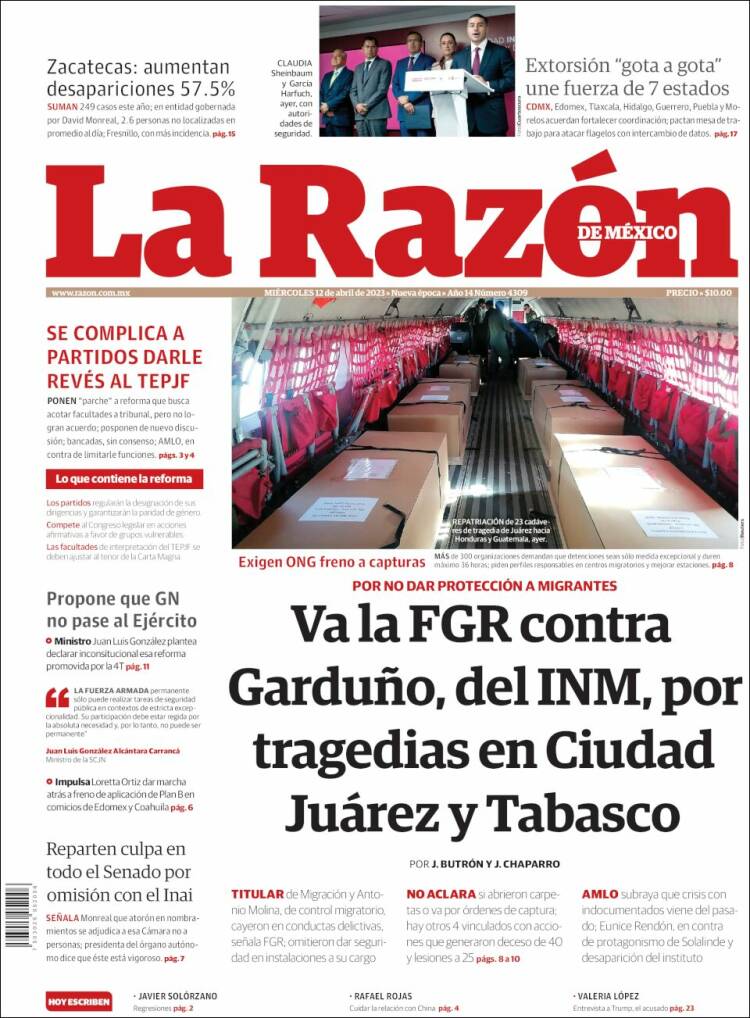 Portada de La Razón (México)