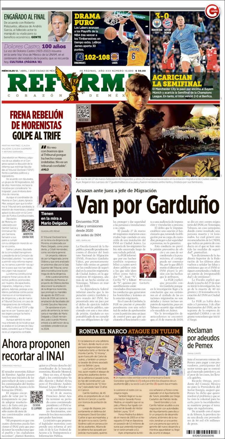 Portada de Reforma (México)