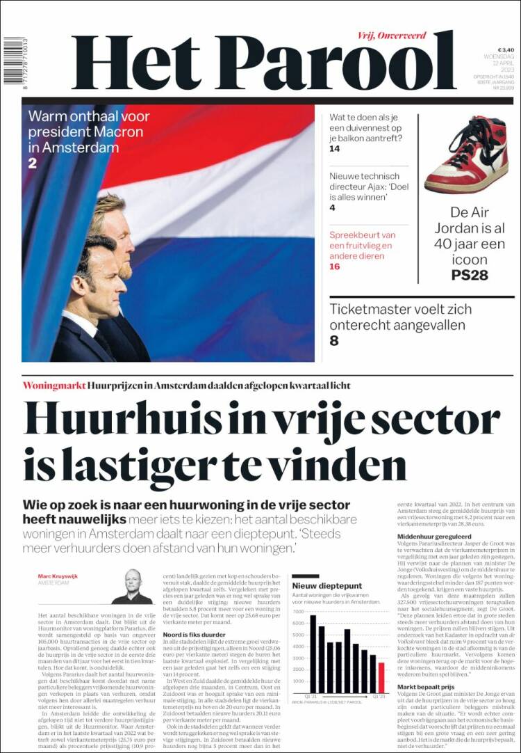 Portada de Het Parool (Pa&iacute;ses Bajos)
