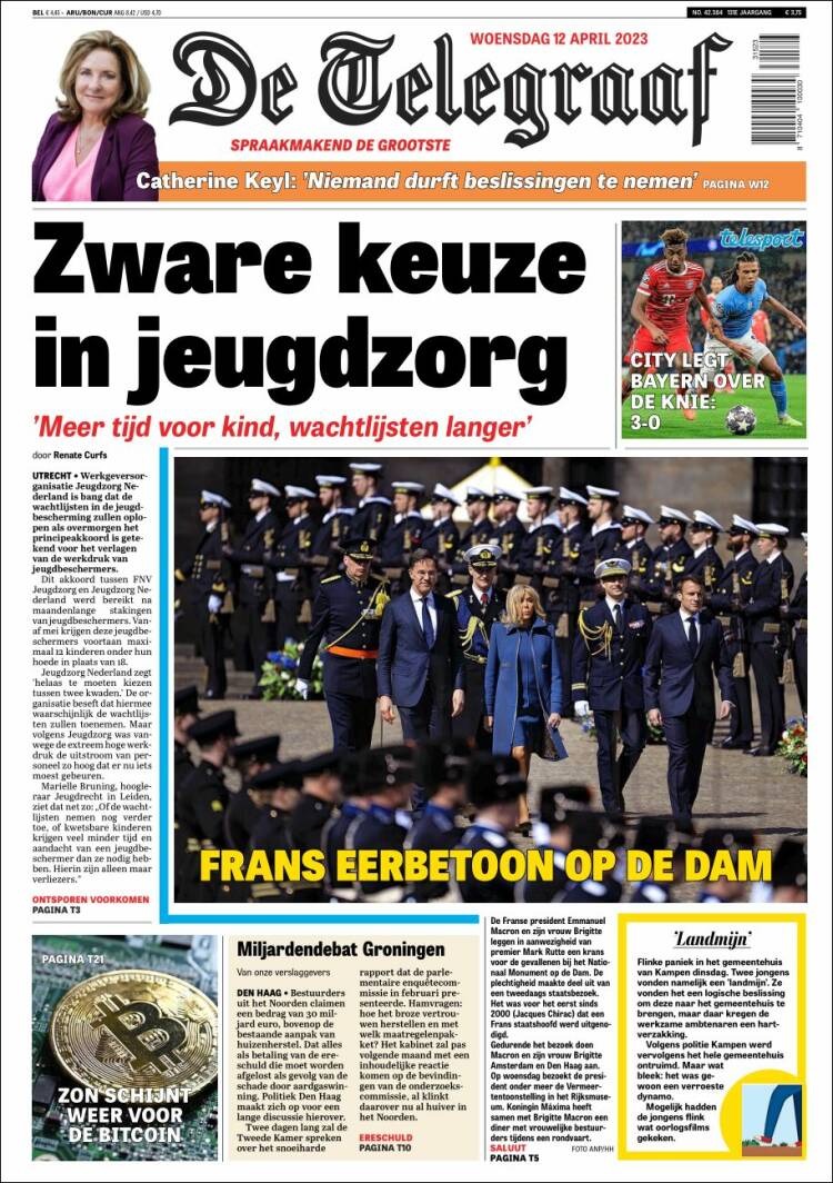 Portada de De Telegraaf (Pa&iacute;ses Bajos)