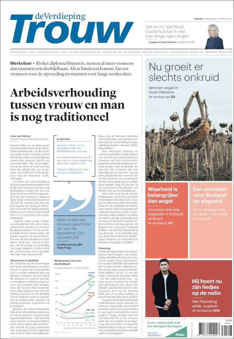 Portada de Trouw (Pa&iacute;ses Bajos)