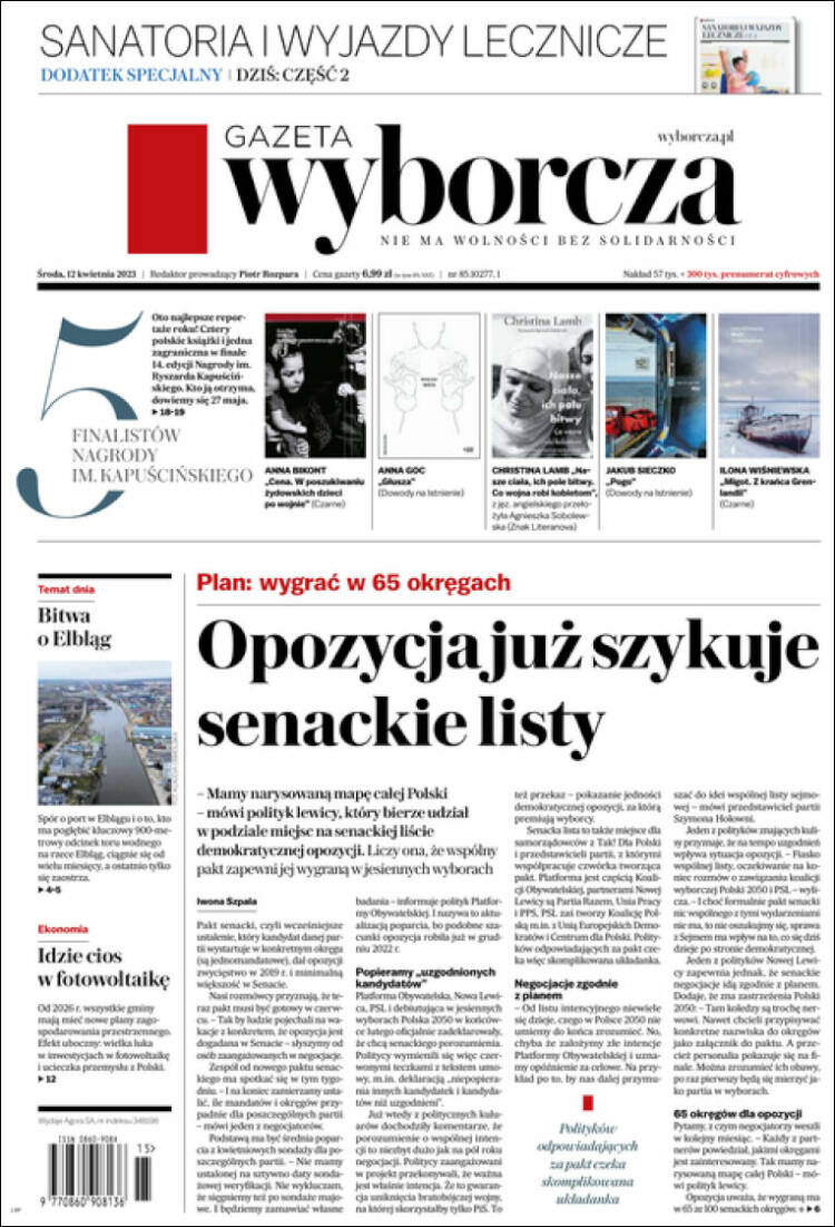 Portada de Gazeta Wyborcza (Polonia)