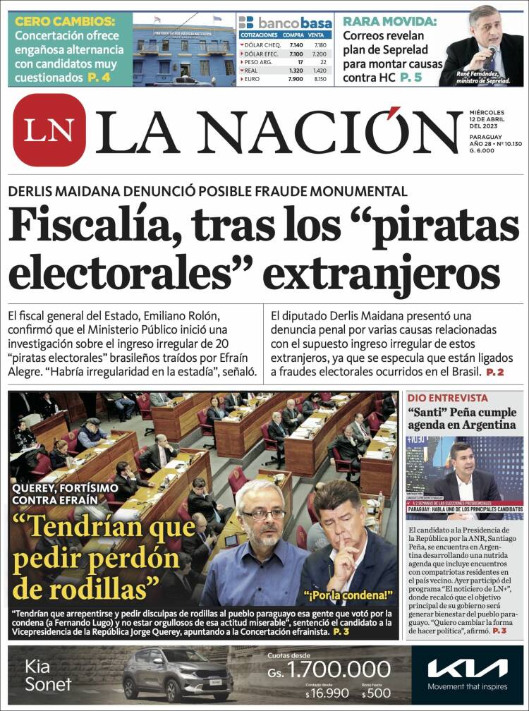 Portada de La Nación (Paraguay)