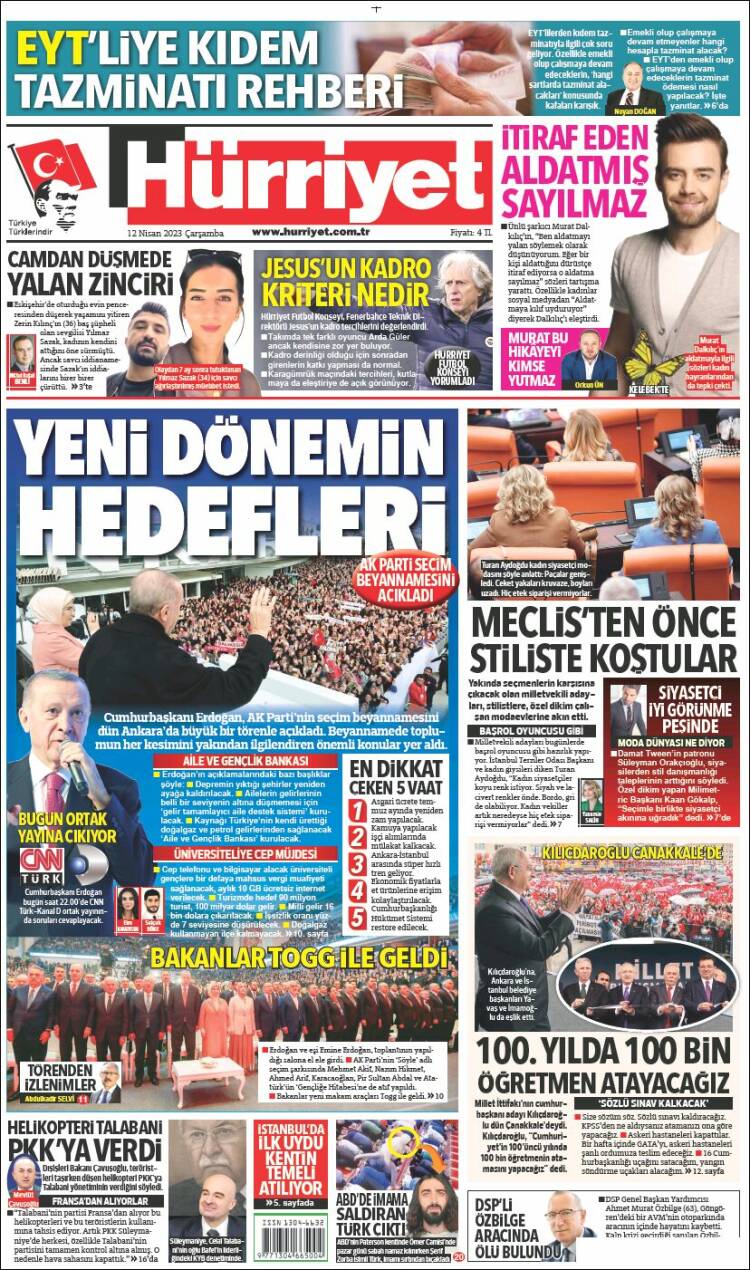 Portada de Hürriyet (Turqu&iacute;a)