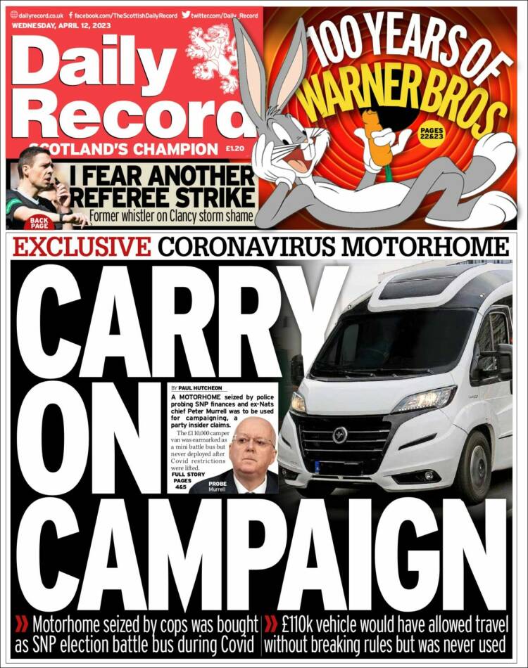Portada de Daily Record (Reino Unido)