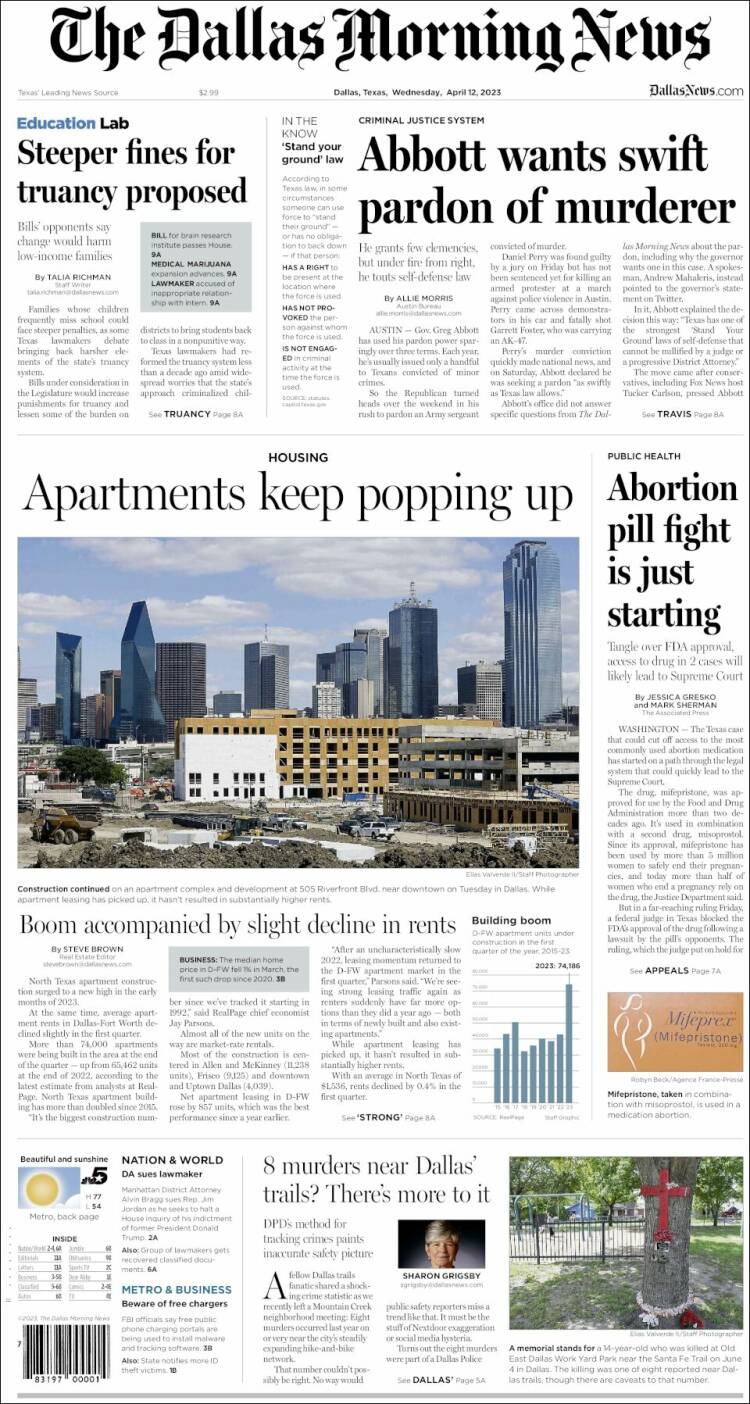 Portada de Dallas Morning News (USA)