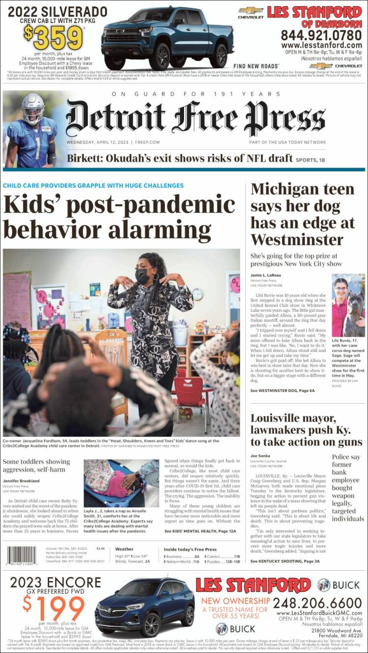 Portada de Detroit Free Press (USA)