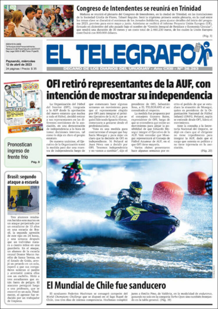 Portada de El Telégrafo (Uruguay)