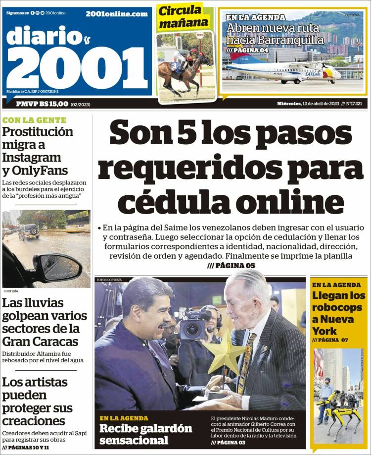 Portada de 2001 - Dosmiluno (Venezuela)