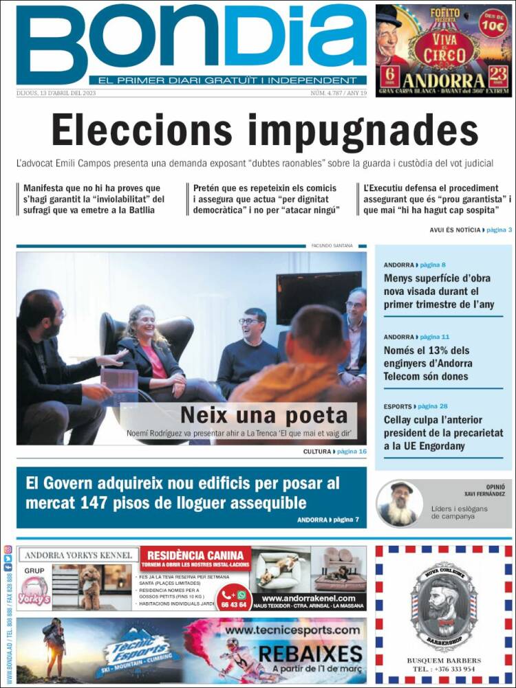 Portada de Diari Bondia (Andorra)