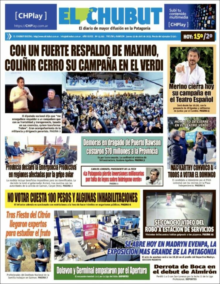 Portada de El Chubut (Argentina)