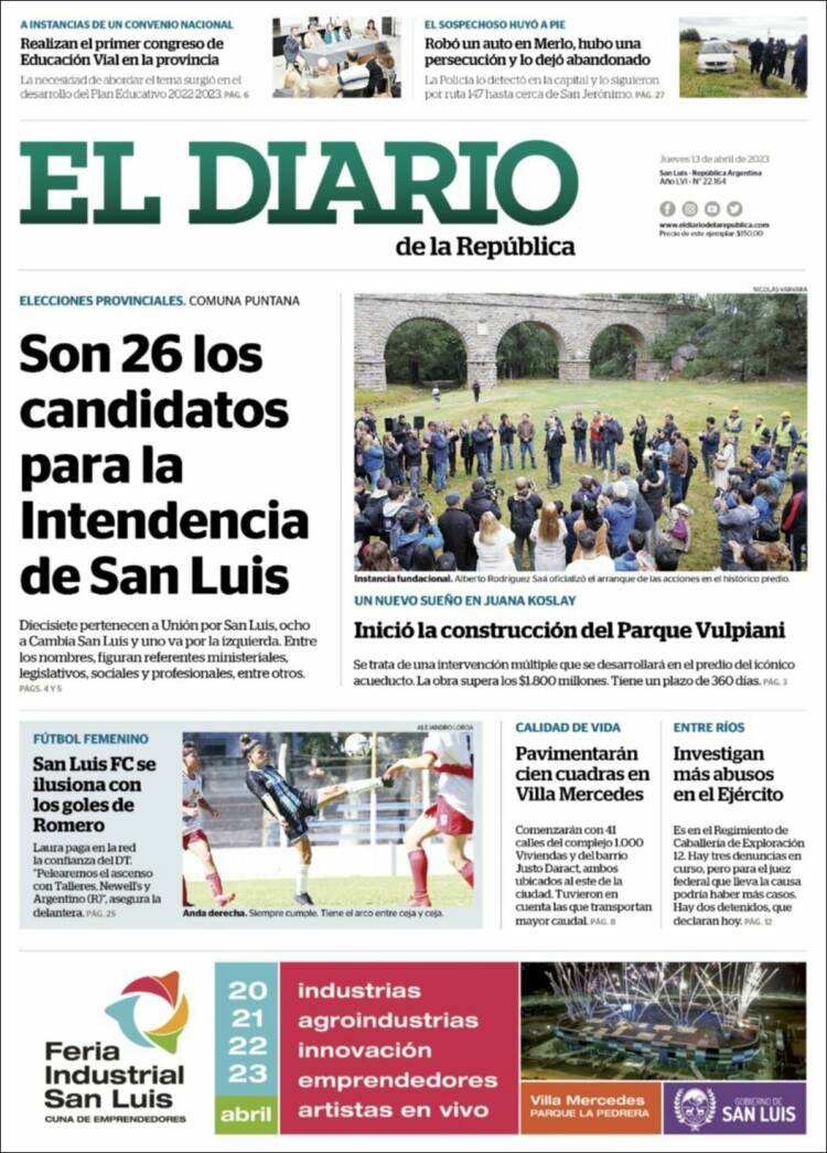 Portada de Diario de la República (Argentina)