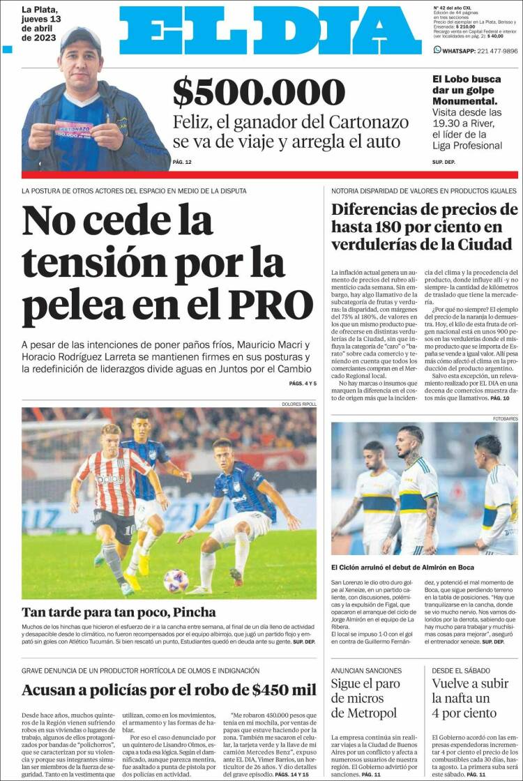 Portada de El Día de la Plata (Argentina)