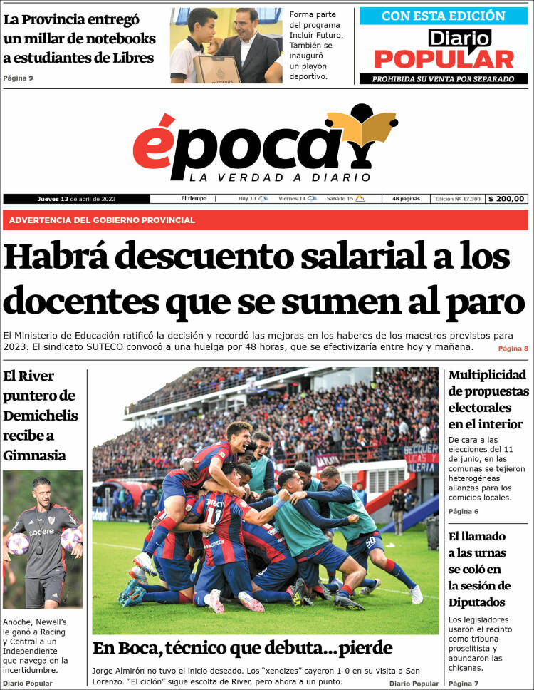 Portada de Diario Época (Argentina)