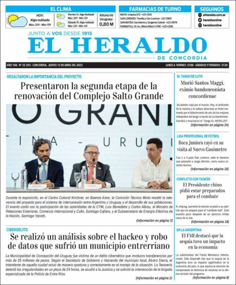 Portada de El Heraldo de Concordia (Argentina)