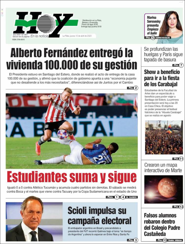 Portada de Diario Hoy (Argentina)