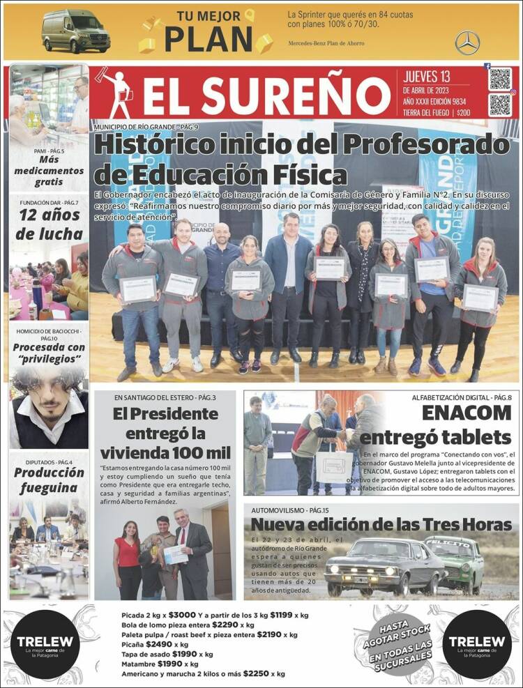 Portada de Diario El Sureño (Argentina)
