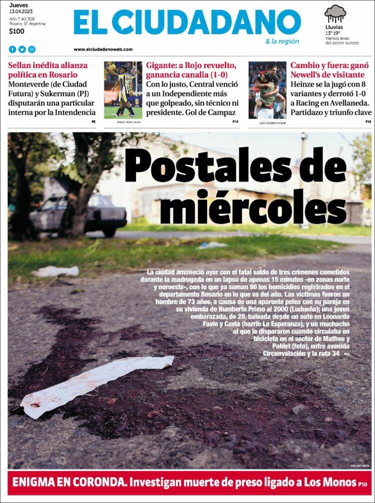 Portada de Diario El Ciudadano (Argentina)