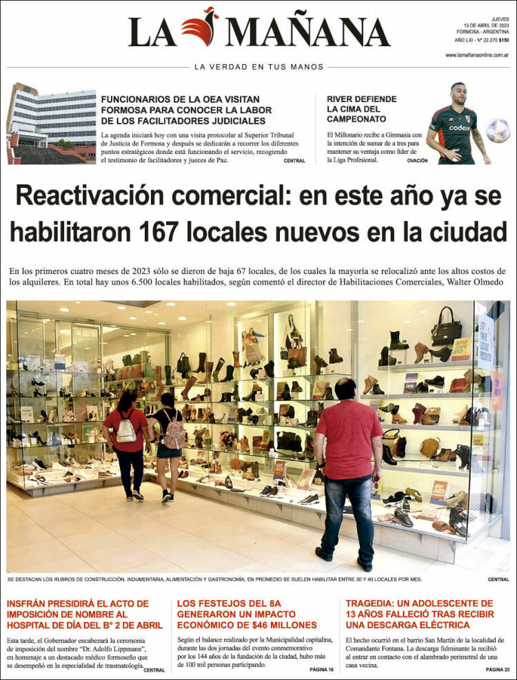 Portada de Diario La Mañana (Argentina)