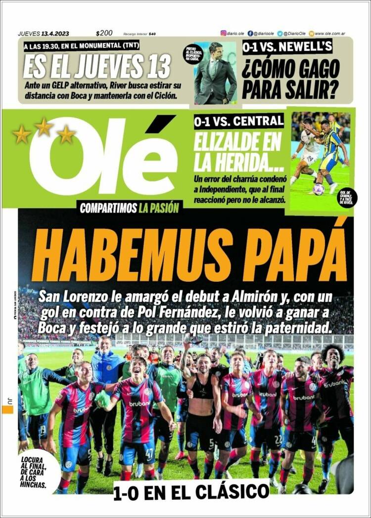 Portada de Olé (Argentina)