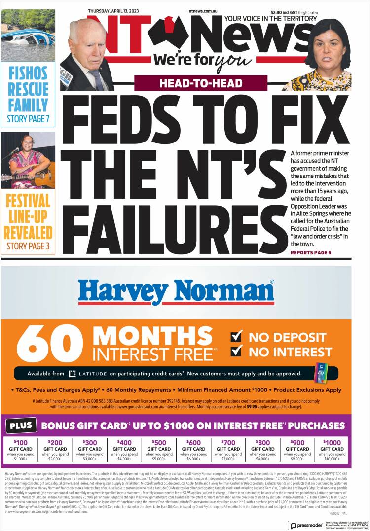 Portada de Northern Territory News (Australia)