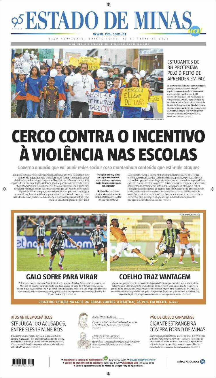 Portada de Jornal Estado de Minas (Brasil)