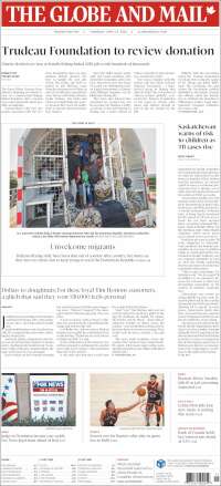 Portada de The Globe and Mail (Canadá)