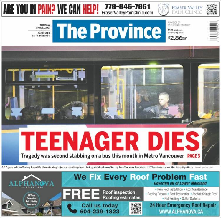 Portada de The Province (Canadá)