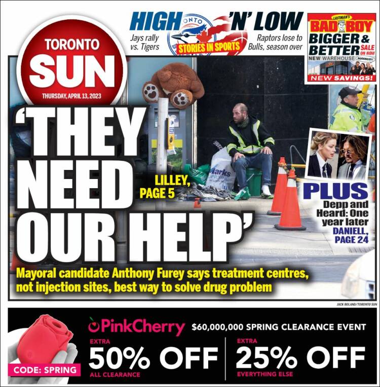 Portada de The Toronto Sun (Canadá)