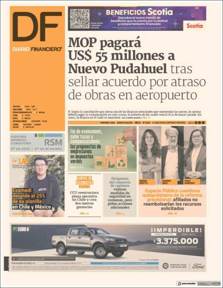 Portada de Diario Financiero (Chile)
