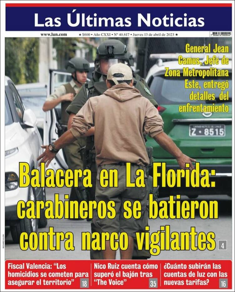 Portada de Las Últimas Noticias (Chile)