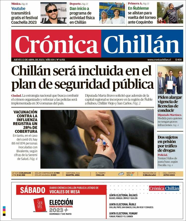 Portada de Crónica Chillán (Chile)