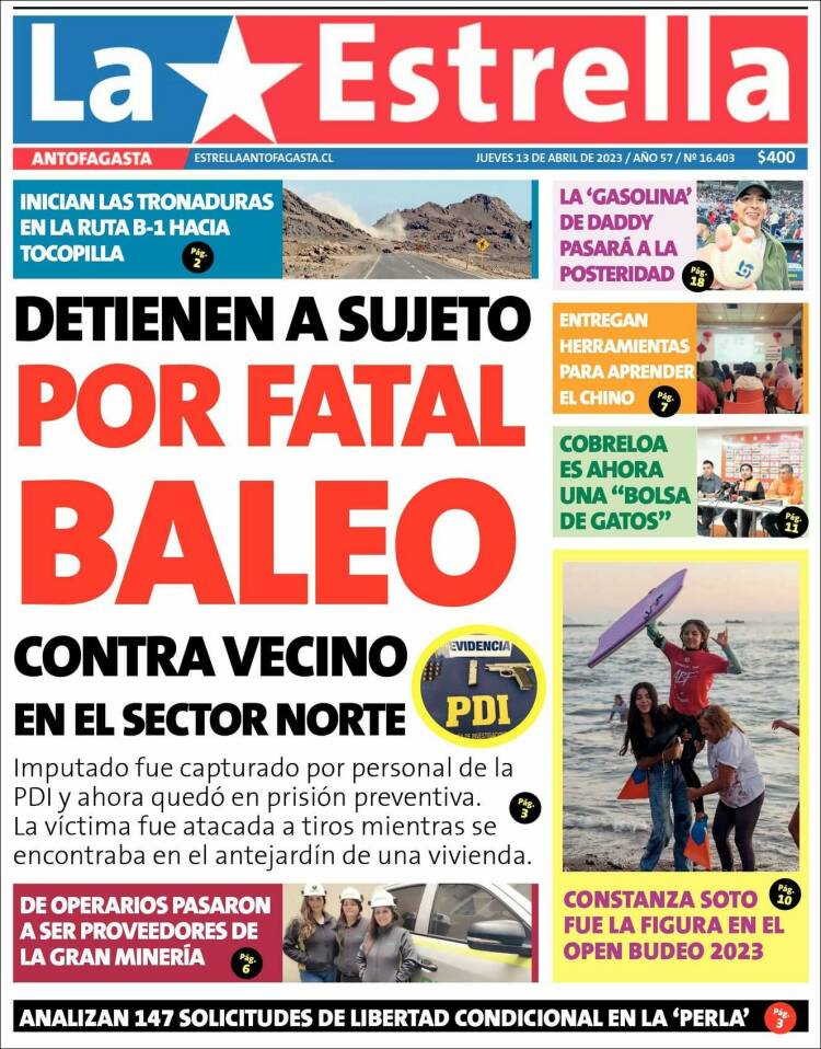 Portada de La Estrella del Norte (Chile)