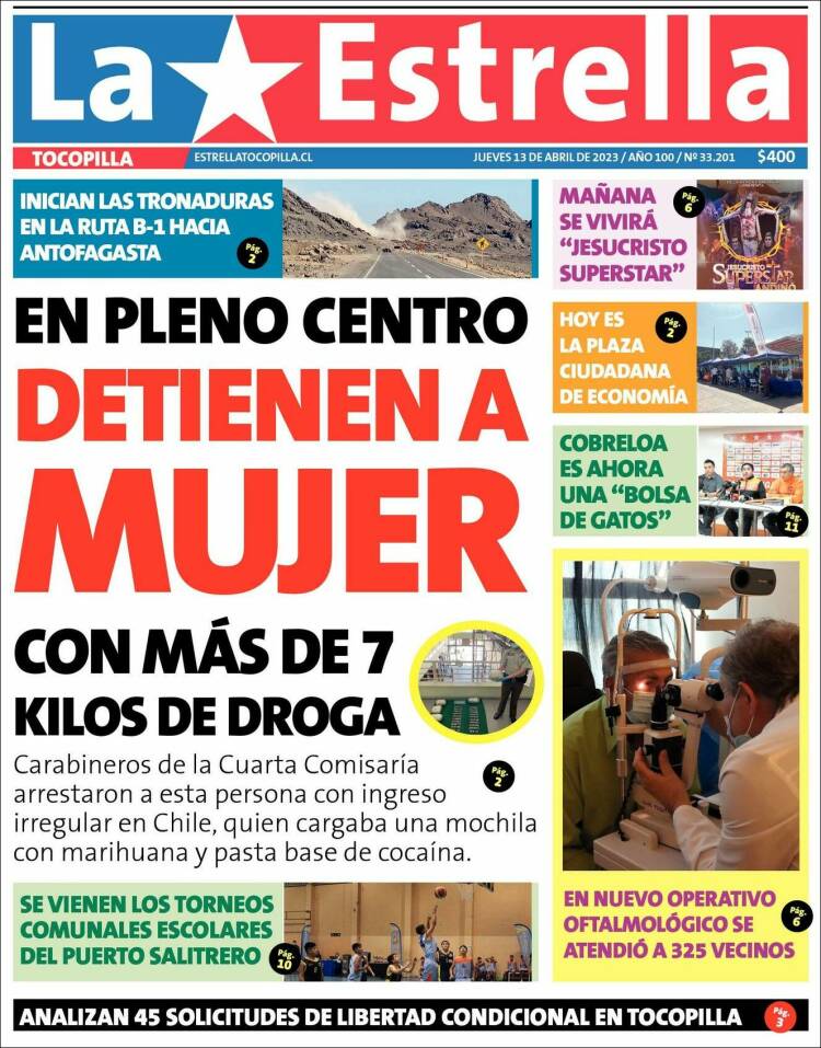 Portada de La Estrella de Tocopilla (Chile)