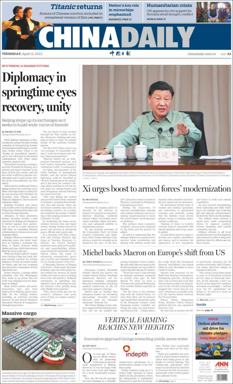 Portada de China Daily (China)
