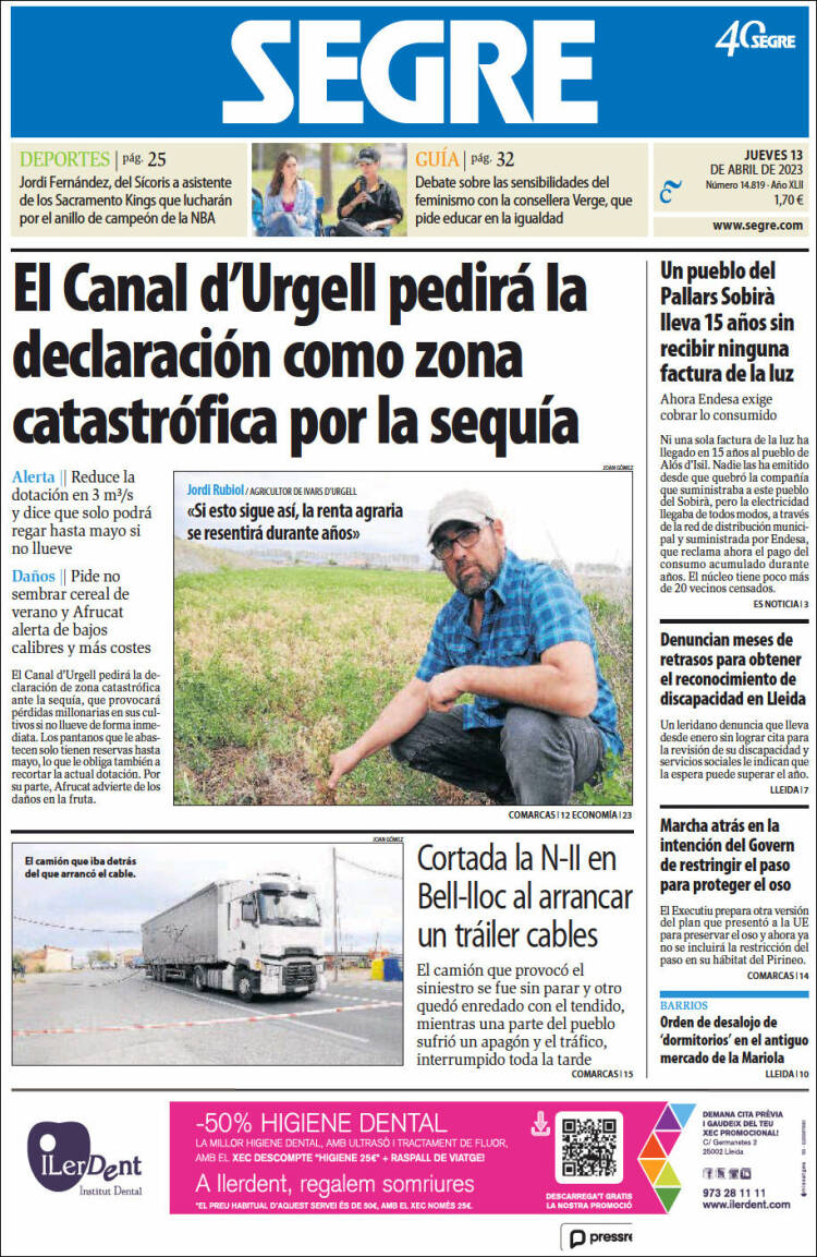 Portada de Segre  (España)