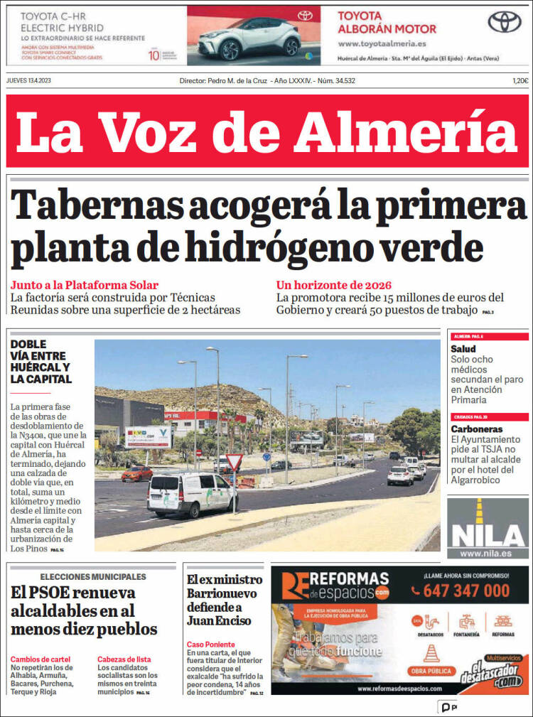 Portada de La Voz de Almería (España)