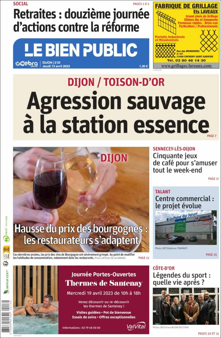 Portada de Le Bien Public (France)