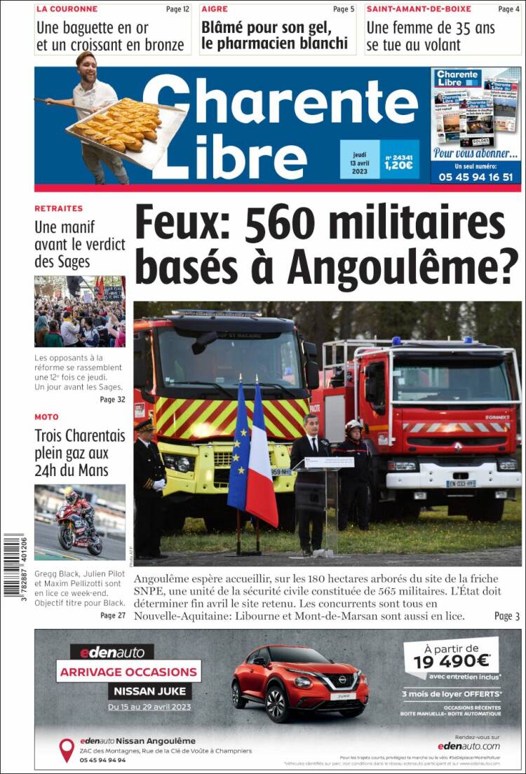 Portada de Charente Libre (France)