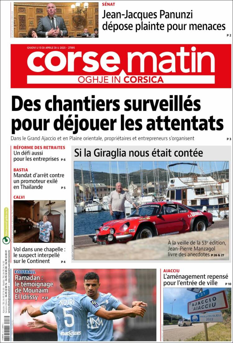 Portada de Corse-Matin (France)