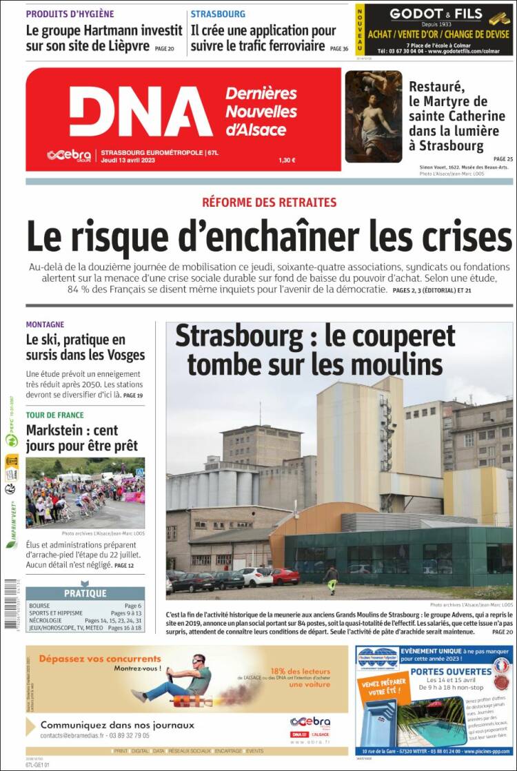 Portada de Les Dernières Nouvelles d'Alsace (France)