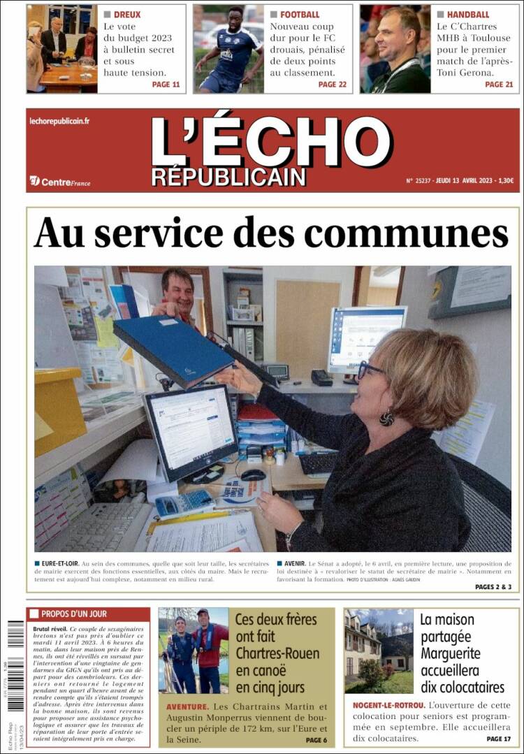 Portada de L'Echo Républicain (France)