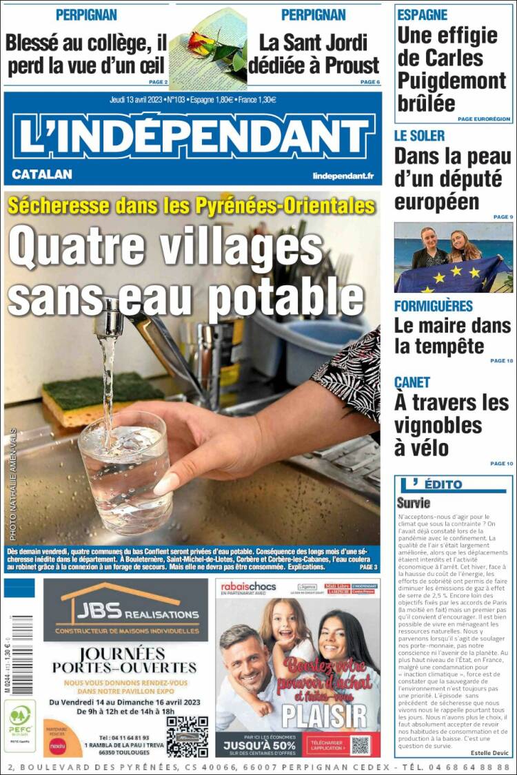 Portada de Le Indépendant (France)